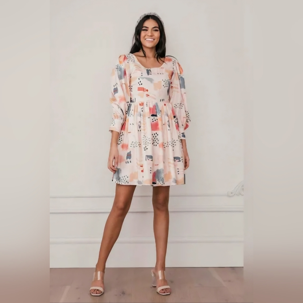 JessaKae Pink and Blue Abstract Dress